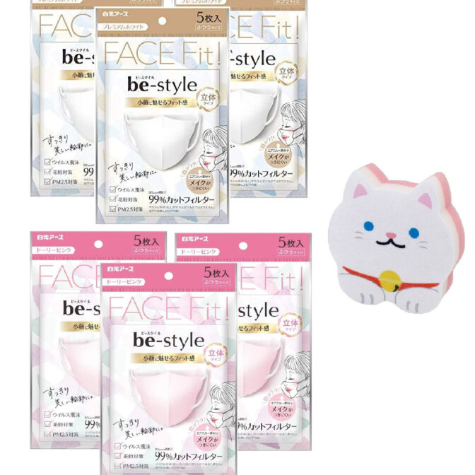 マスク立体（白・ピンク）